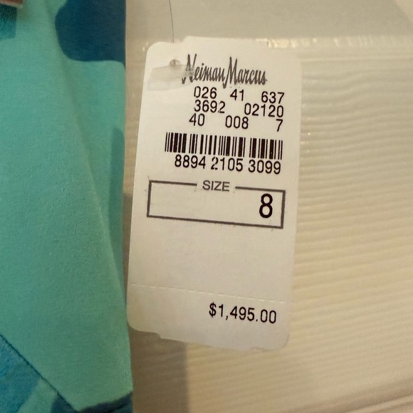 Lela Rose Blue and Black Pleated Sheath Midi Dress - Picture 7 of 7